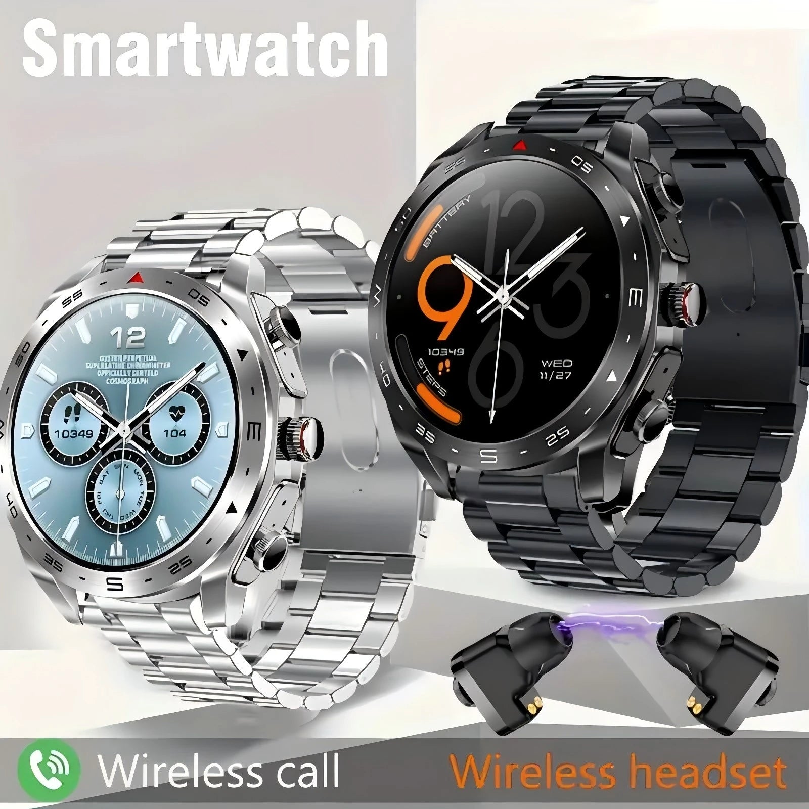 2024 Smart Watch with 2-in-1 TWS Bluetooth Earbuds