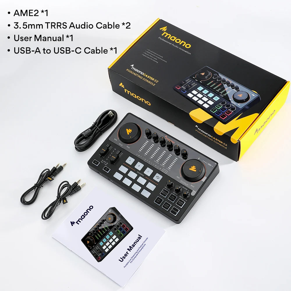 Maono AME2 Portable Audio Interface & Podcast Mixer
