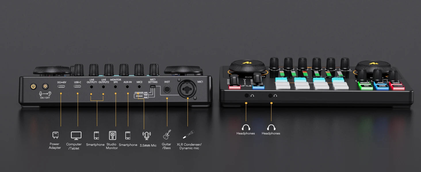 Maono AME2 Portable Audio Interface & Podcast Mixer