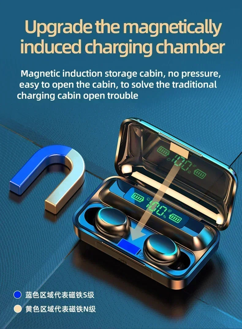 F9 Bluetooth Wireless Earbuds with Mic & Noise Reduction