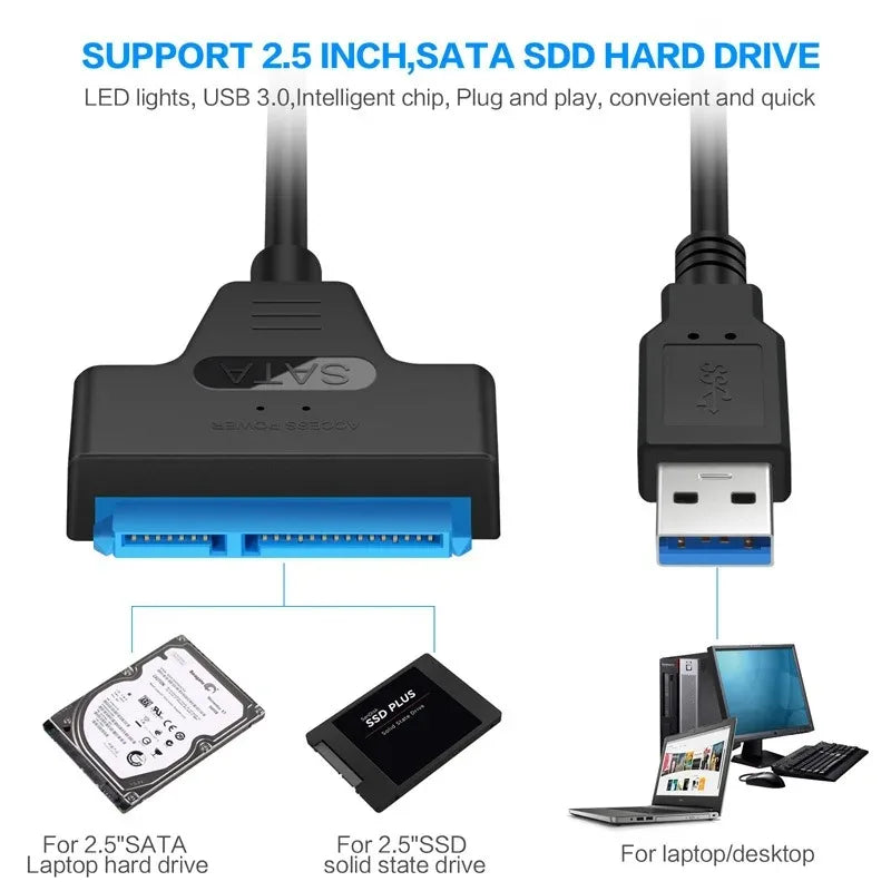 USB 3.0 to SATA Adapter – 2.5" SSD/HDD Hard Drive Converter Cable