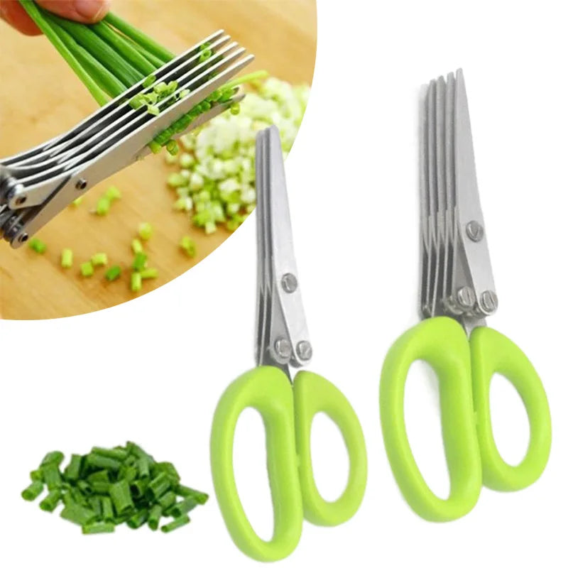 Multi-Layer Stainless Steel Kitchen Scissors – Herb & Vegetable Cutter