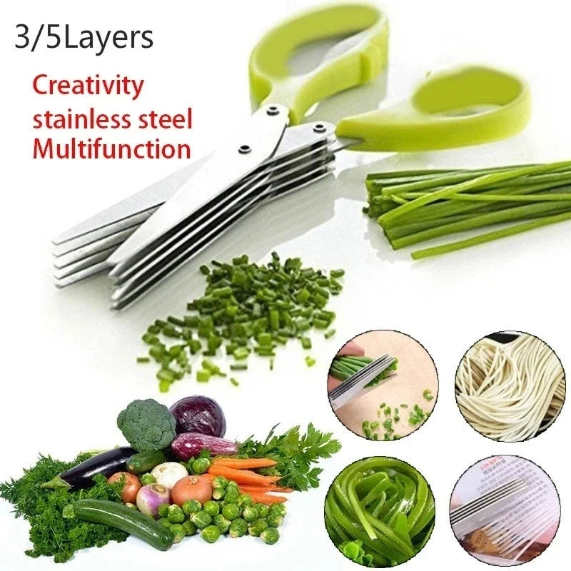 Multi-Layer Stainless Steel Kitchen Scissors – Herb & Vegetable Cutter