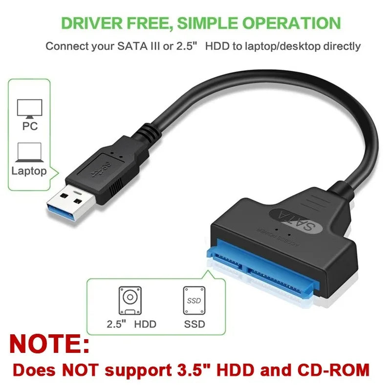 USB 3.0 to SATA Adapter – 2.5" SSD/HDD Hard Drive Converter Cable