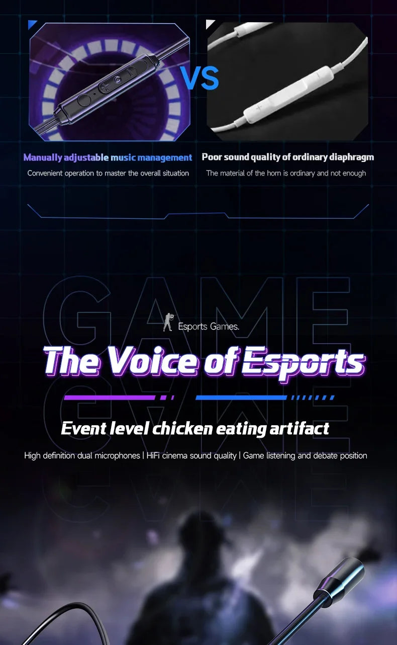 Gaming In-Ear Headphones with Dual Mics – Type-C & 3.5mm