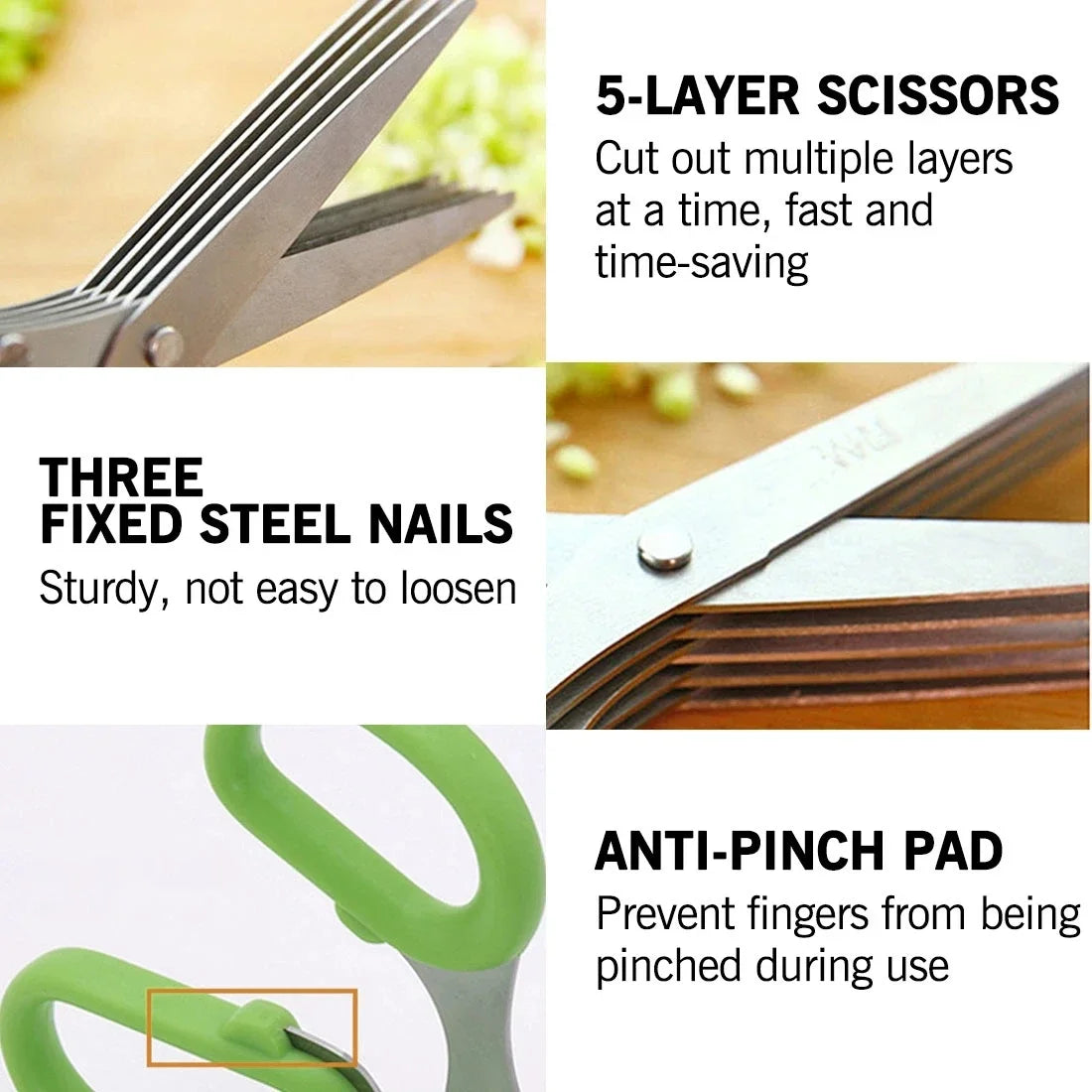 Multi-Layer Stainless Steel Kitchen Scissors – Herb & Vegetable Cutter