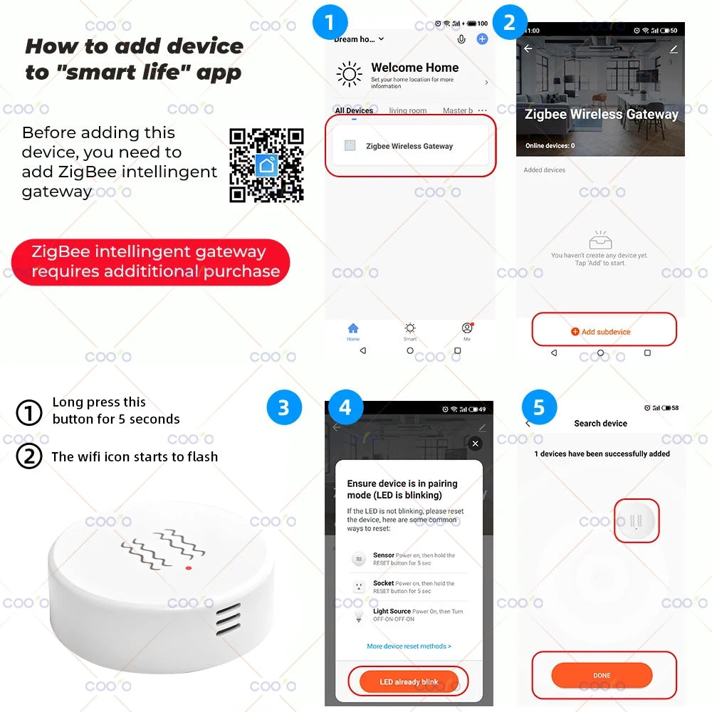Tuya Zigbee Vibration & Tilt Sensor