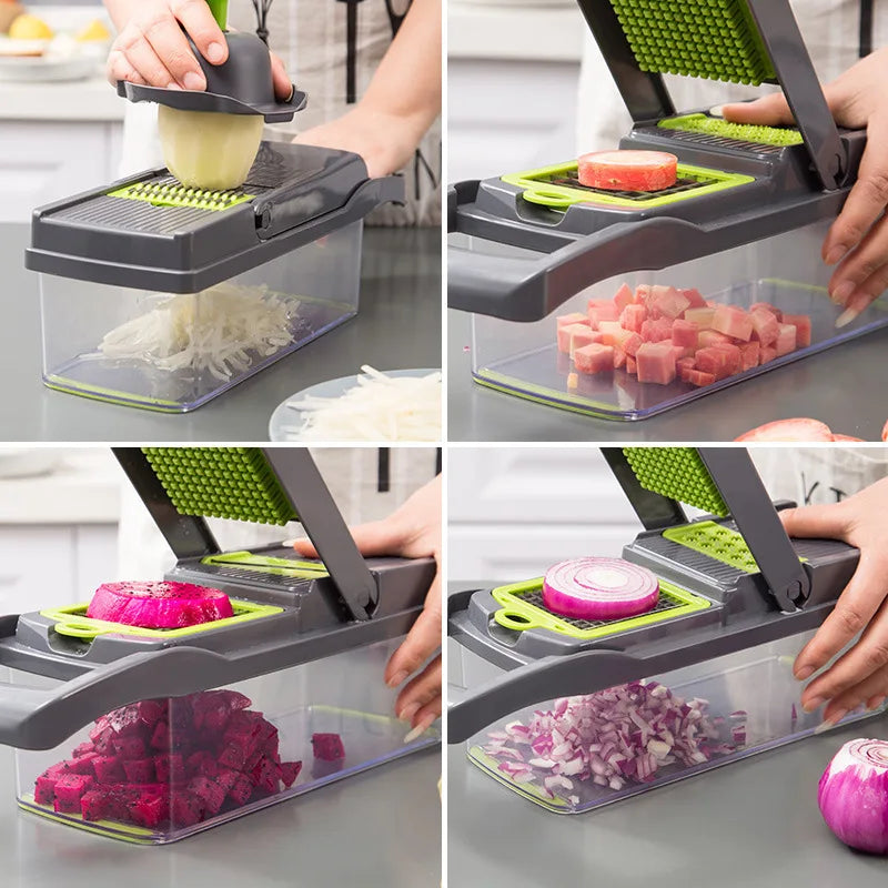 14/16-in-1 Multifunctional Vegetable Chopper – Slicer, Dicer, Grater & Cutter