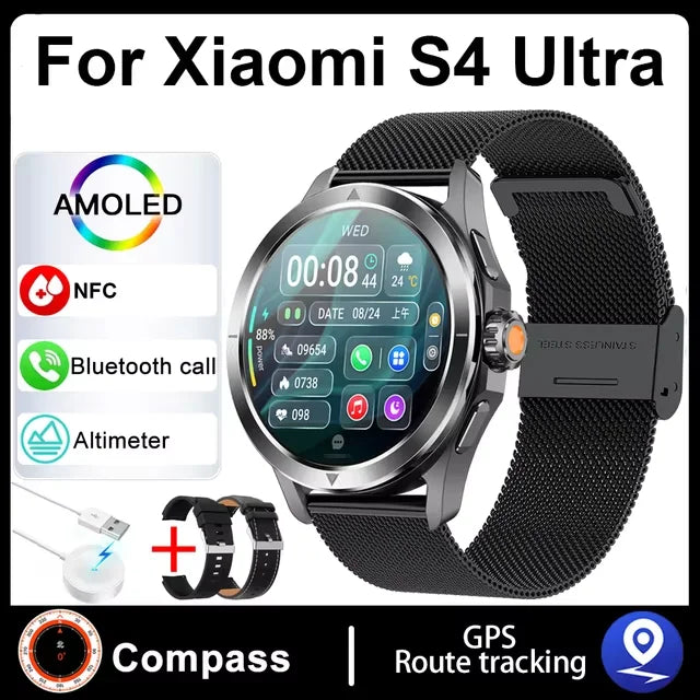 S4 Ultra Smartwatch for Xiaomi – AMOLED, GPS, NFC, Bluetooth Call