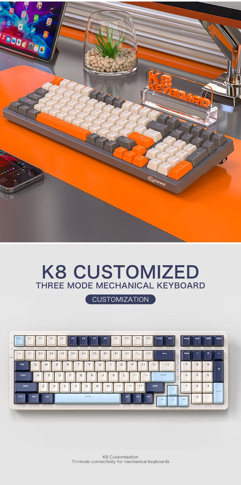 K8 100-Key Wireless Mechanical Keyboard