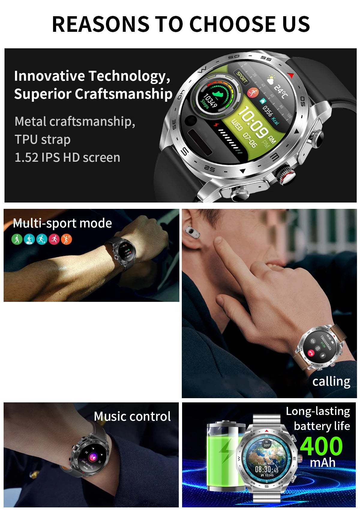 2024 Smart Watch with 2-in-1 TWS Bluetooth Earbuds