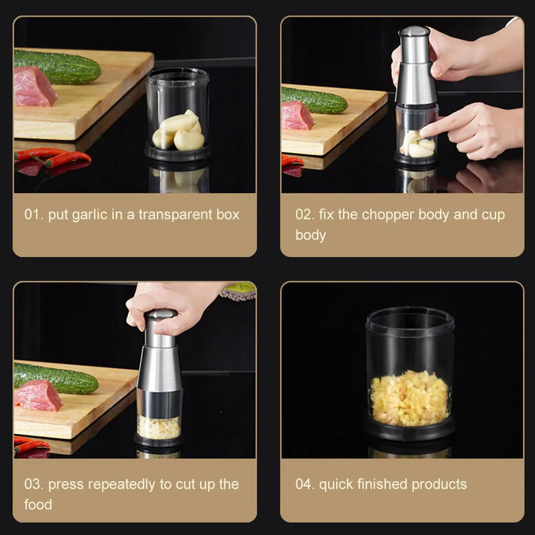 Stainless Steel Pressed Garlic Chopper
