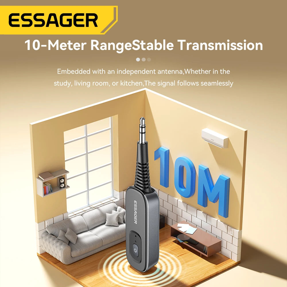 Essager Bluetooth 5.1 Audio Receiver & Transmitter – 3.5mm AUX Wireless Adapter