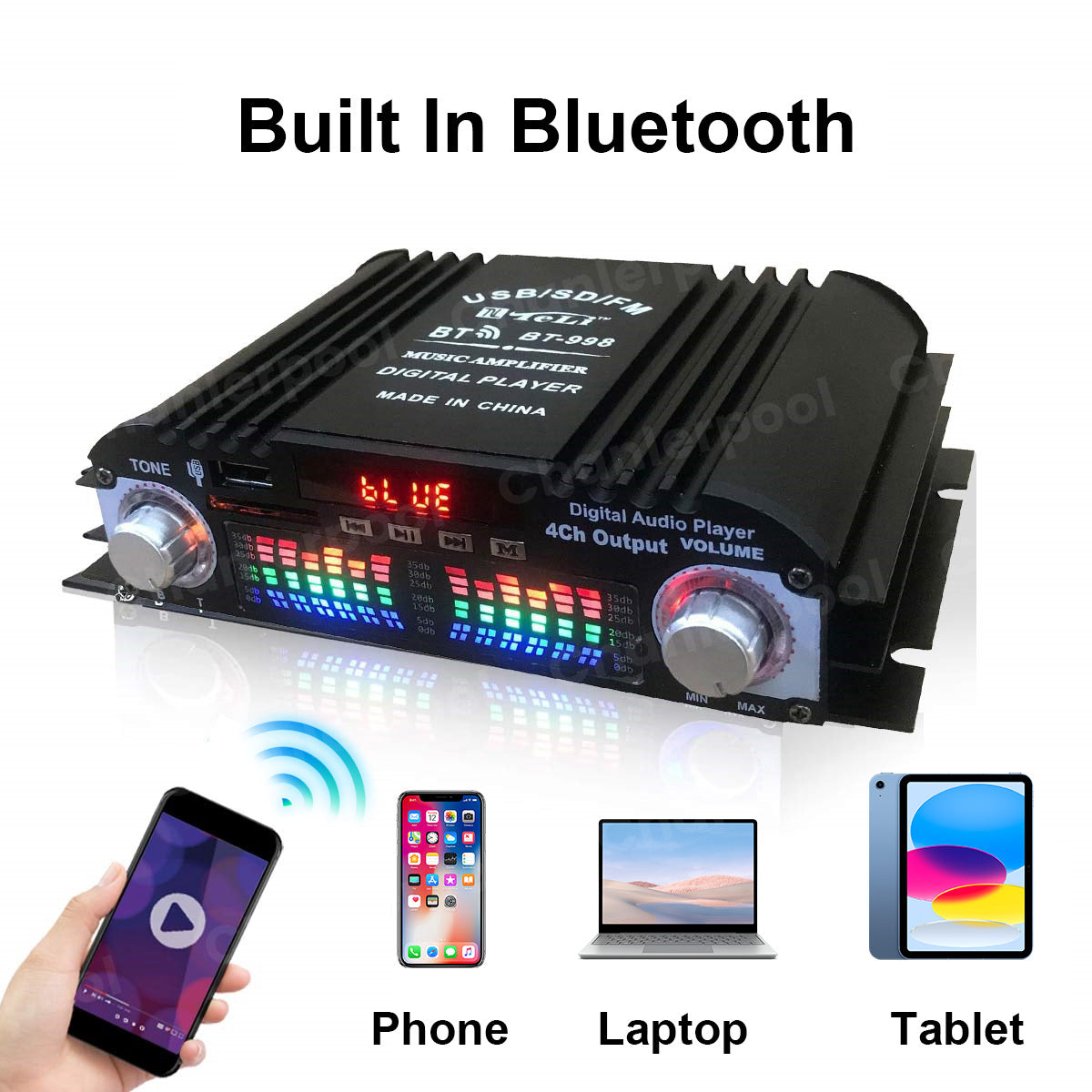1600W 4-Channel HiFi Audio Amplifier – Bluetooth & Karaoke Support