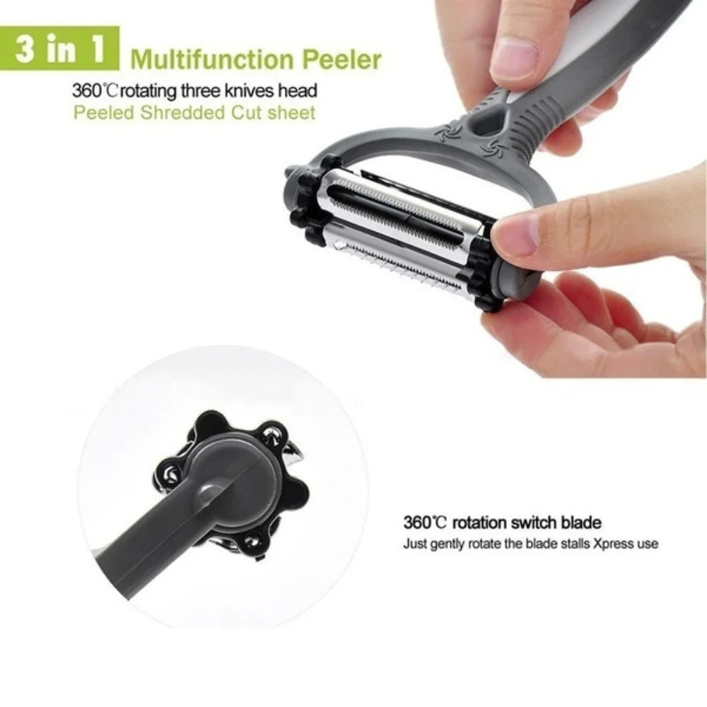 3-in-1 Multifunctional 360° Rotary Fruit & Vegetable Peeler