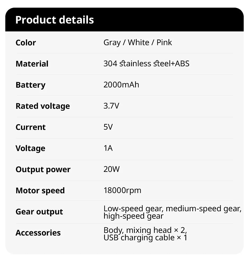 Portable Wireless Electric Food Mixer