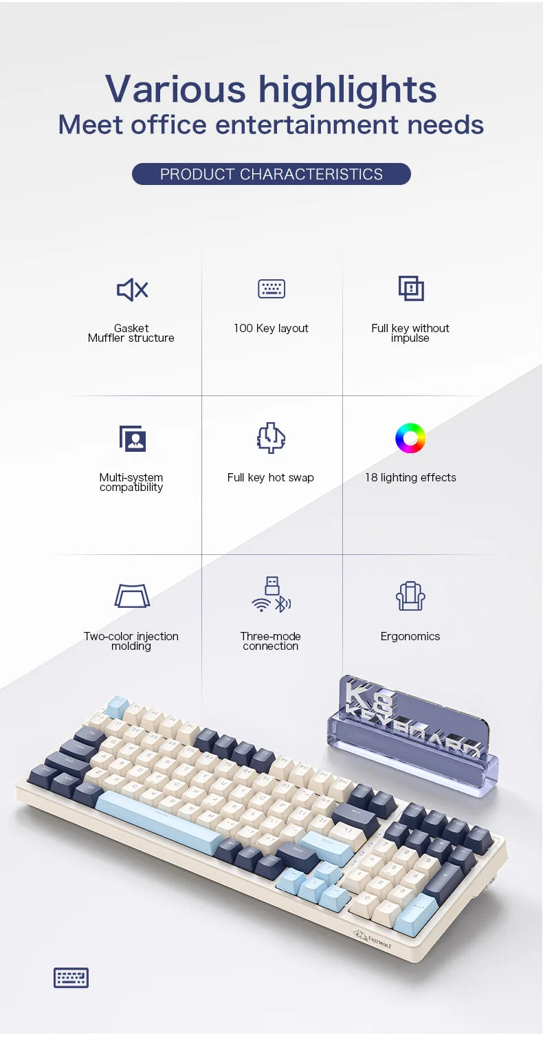 K8 100-Key Wireless Mechanical Keyboard