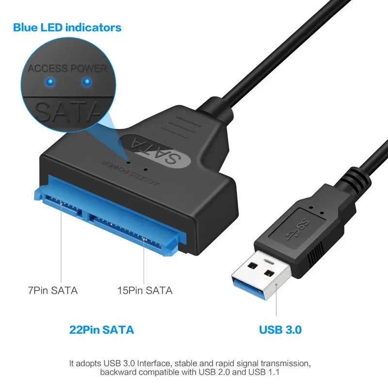 USB 3.0 to SATA Adapter – 2.5" SSD/HDD Hard Drive Converter Cable