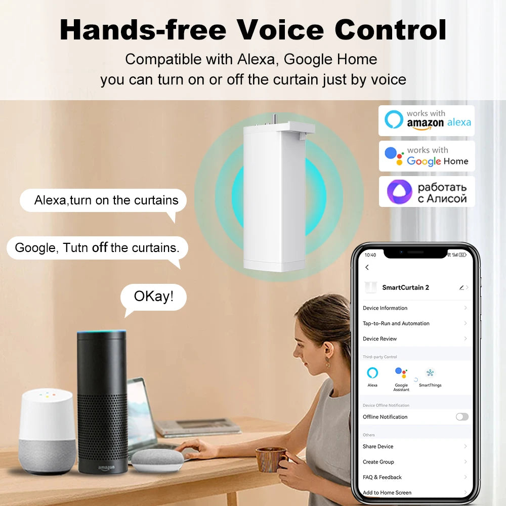 Tuya 155mm ZigBee/WiFi Electric Curtain Motor