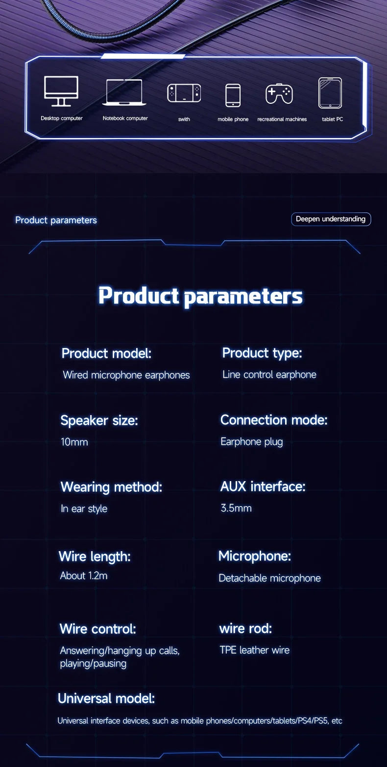 Gaming In-Ear Headphones with Dual Mics – Type-C & 3.5mm