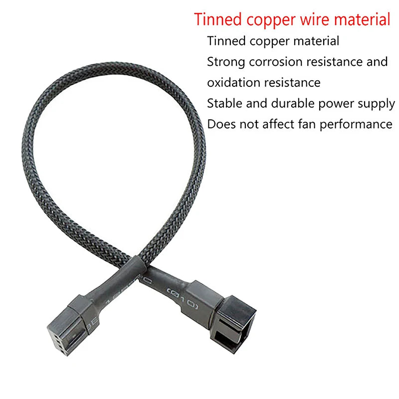 PWM 4-Pin Fan Splitter Cable – 1-to-4 CPU/Case Fan Adapter