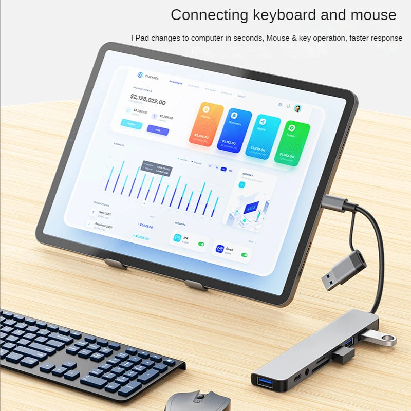 USB-C Multi-Hub Docking Station – USB 3.0, SD/TF, Audio & Type-C Adapter