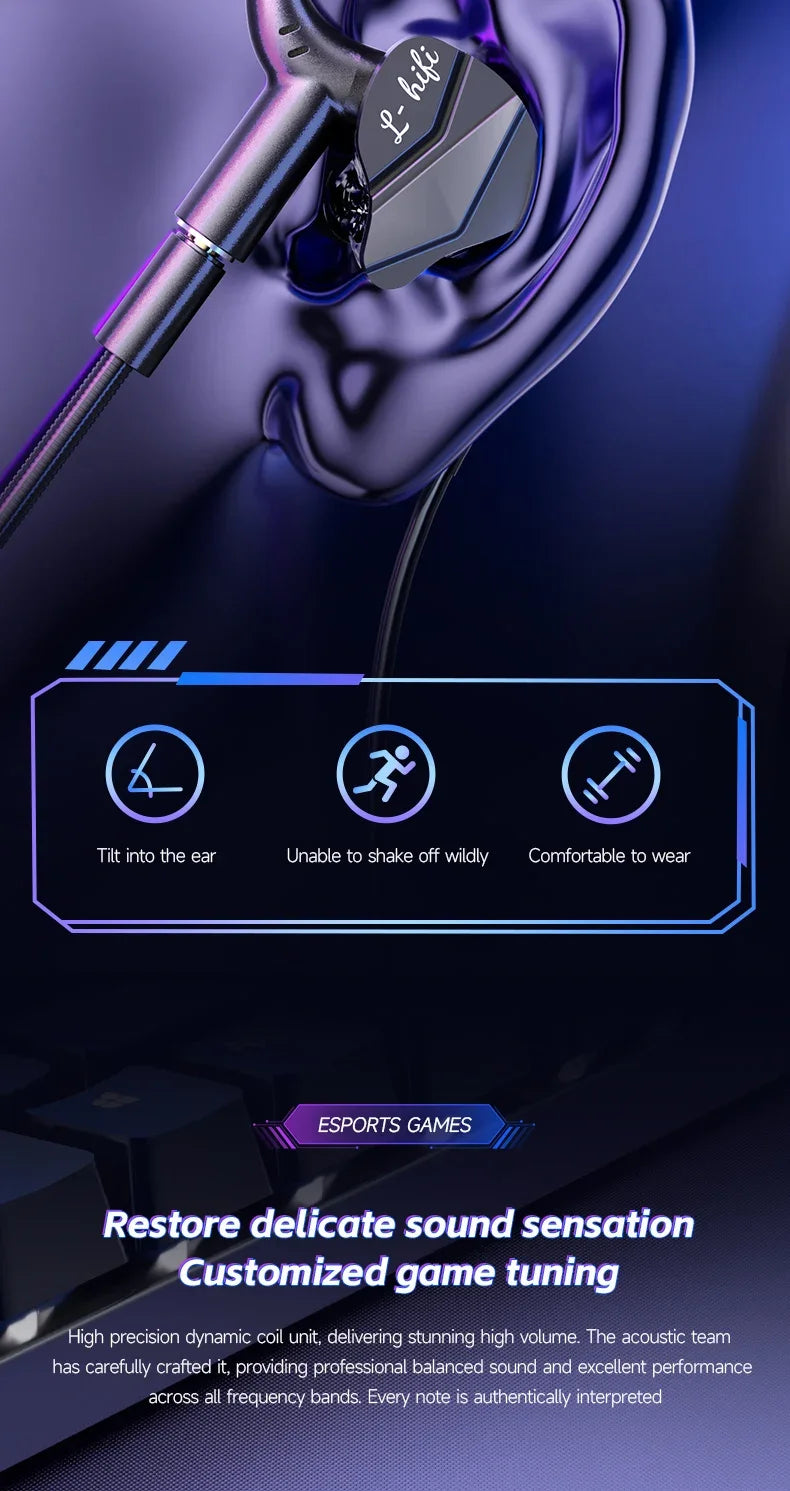 Gaming In-Ear Headphones with Dual Mics – Type-C & 3.5mm