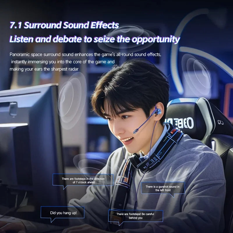 Gaming In-Ear Headphones with Dual Mics – Type-C & 3.5mm