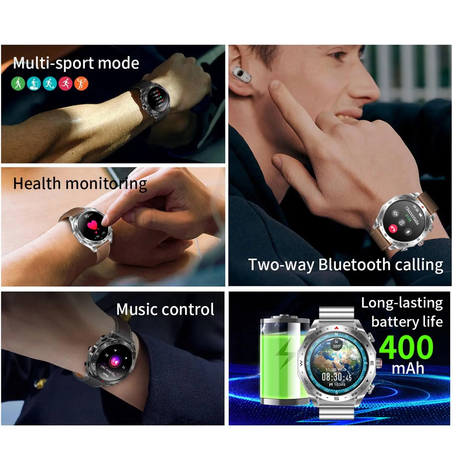 2024 Smart Watch with 2-in-1 TWS Bluetooth Earbuds