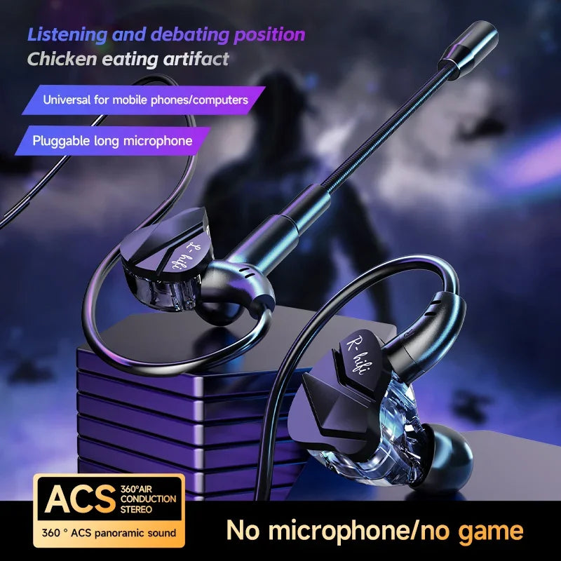 Gaming In-Ear Headphones with Dual Mics – Type-C & 3.5mm