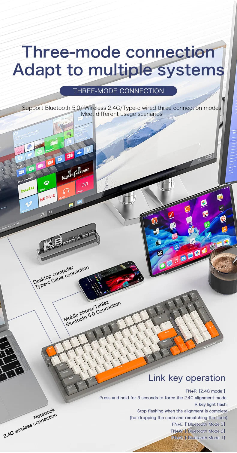 K8 100-Key Wireless Mechanical Keyboard