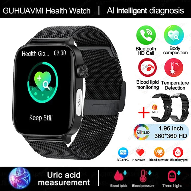 2025 AI Health Smartwatch – ECG, PPG, Body Composition & Bluetooth Call