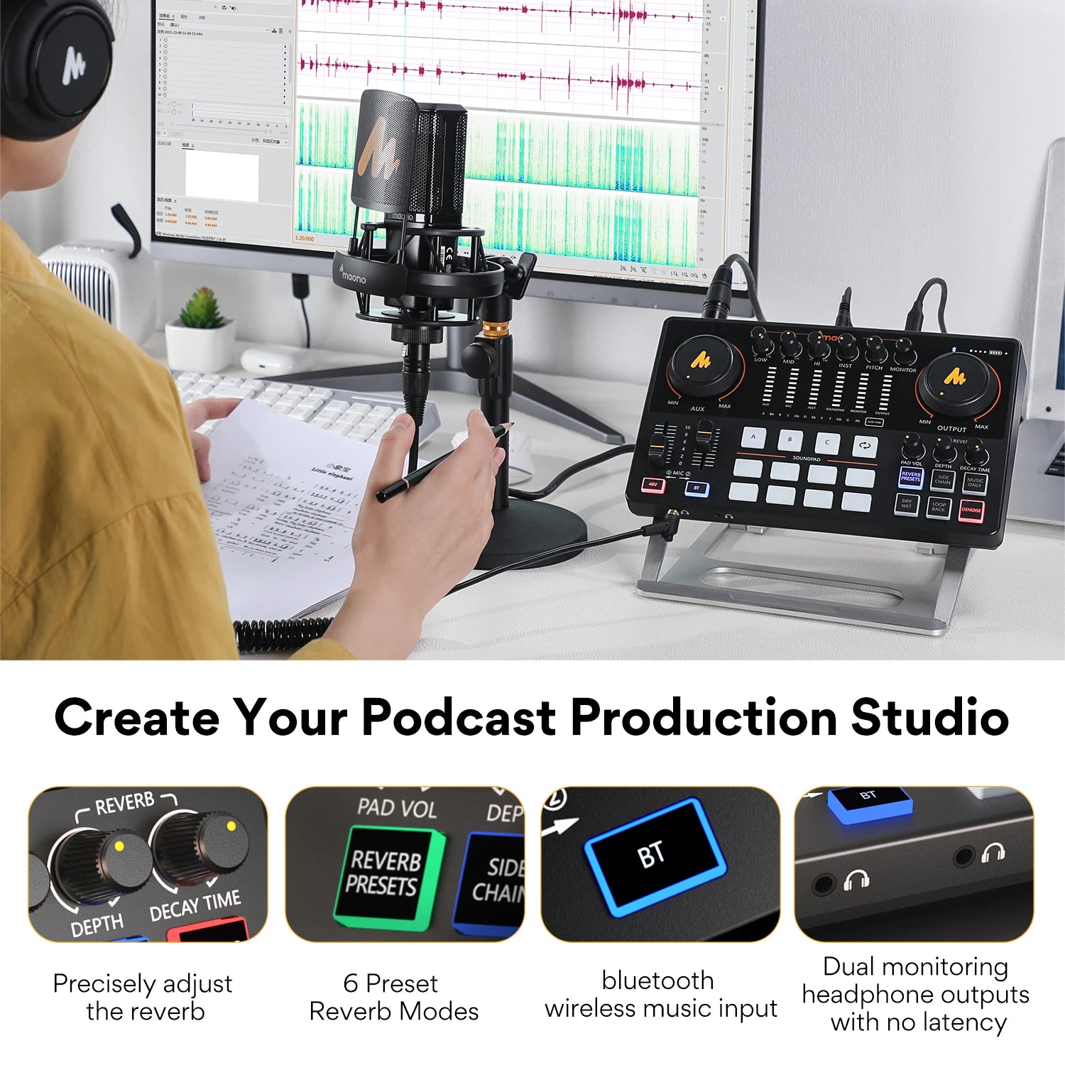 Maono AME2 Portable Audio Interface & Podcast Mixer