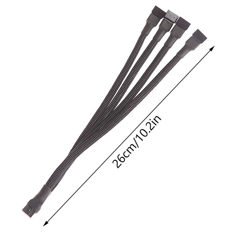 PWM 4-Pin Fan Splitter Cable – 1-to-4 CPU/Case Fan Adapter