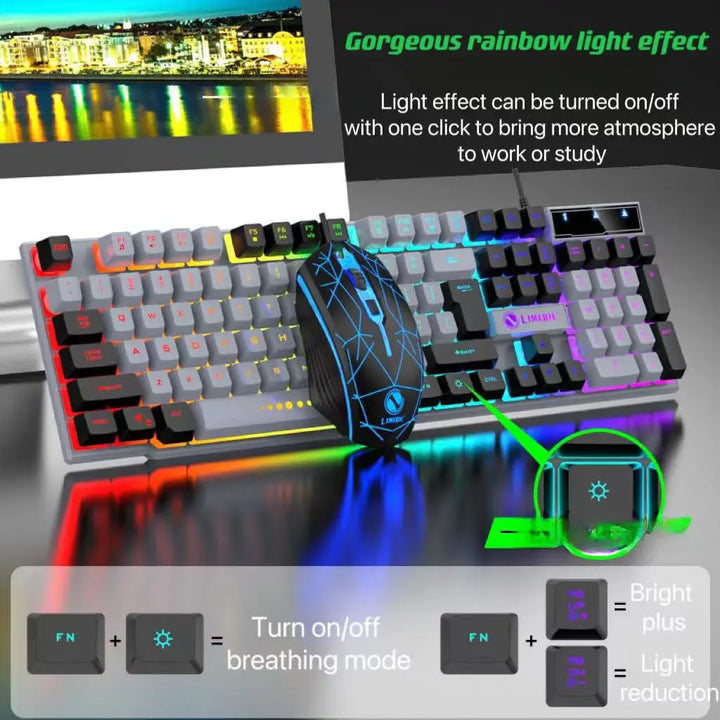 Wired USB Luminous Keyboard & Mouse Set – For Gaming, Office, and PC Use