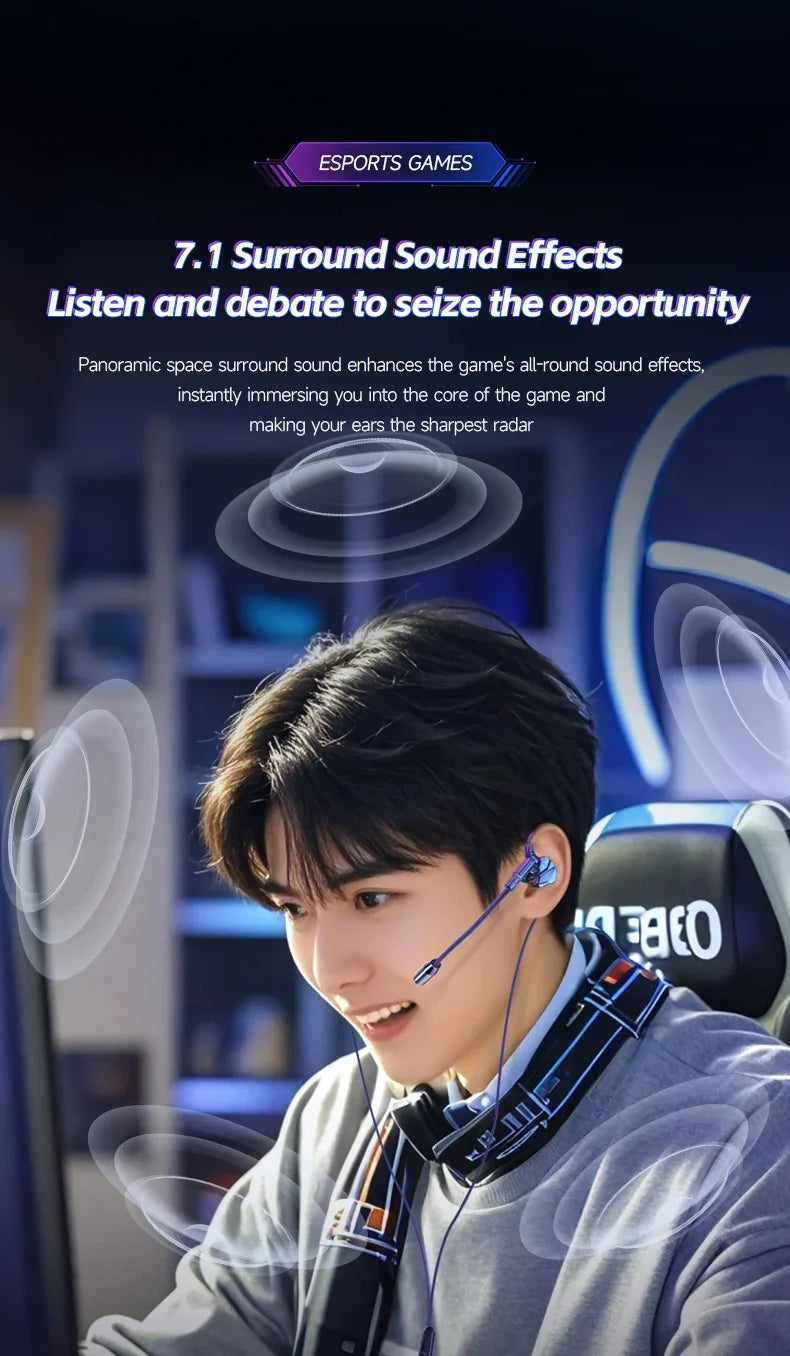 Gaming In-Ear Headphones with Dual Mics – Type-C & 3.5mm