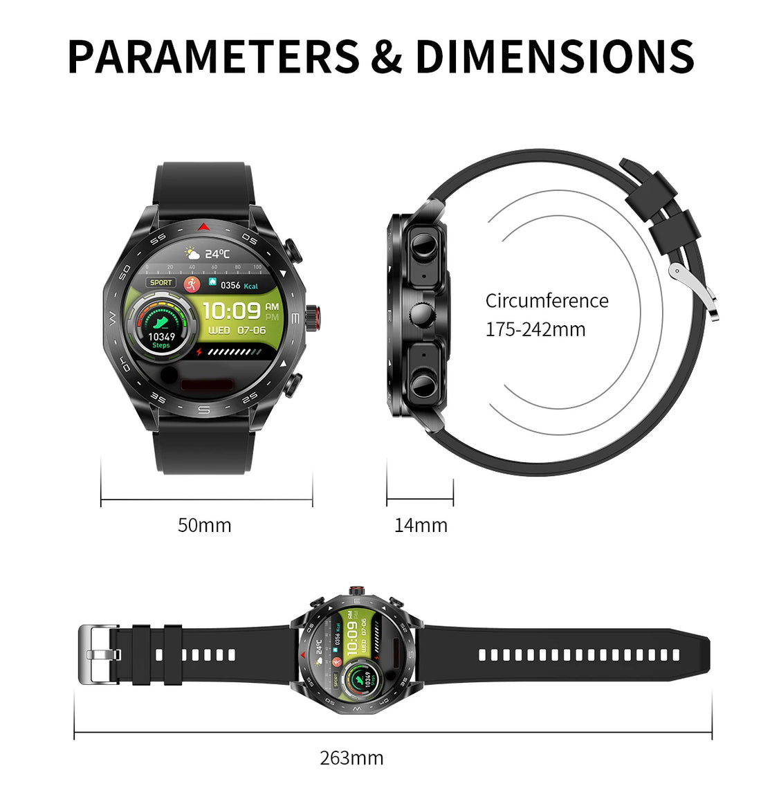 2024 Smart Watch with 2-in-1 TWS Bluetooth Earbuds
