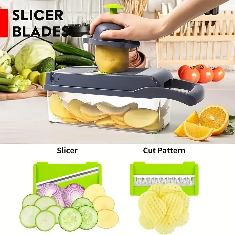 14/16-in-1 Multifunctional Vegetable Chopper – Slicer, Dicer, Grater & Cutter