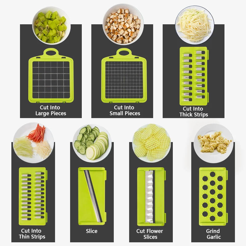 14/16-in-1 Multifunctional Vegetable Chopper – Slicer, Dicer, Grater & Cutter