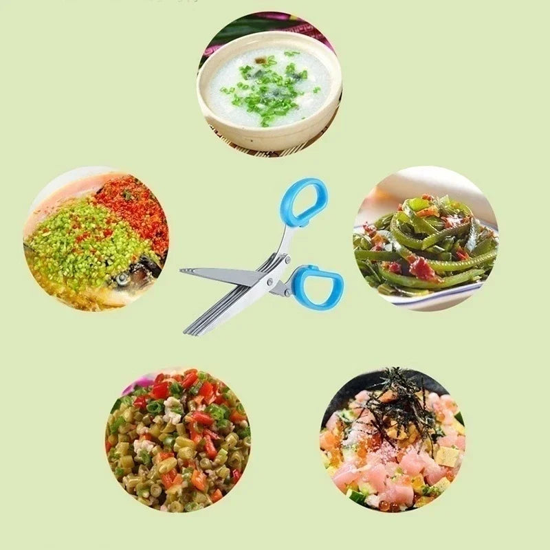 Multi-Layer Stainless Steel Kitchen Scissors – Herb & Vegetable Cutter