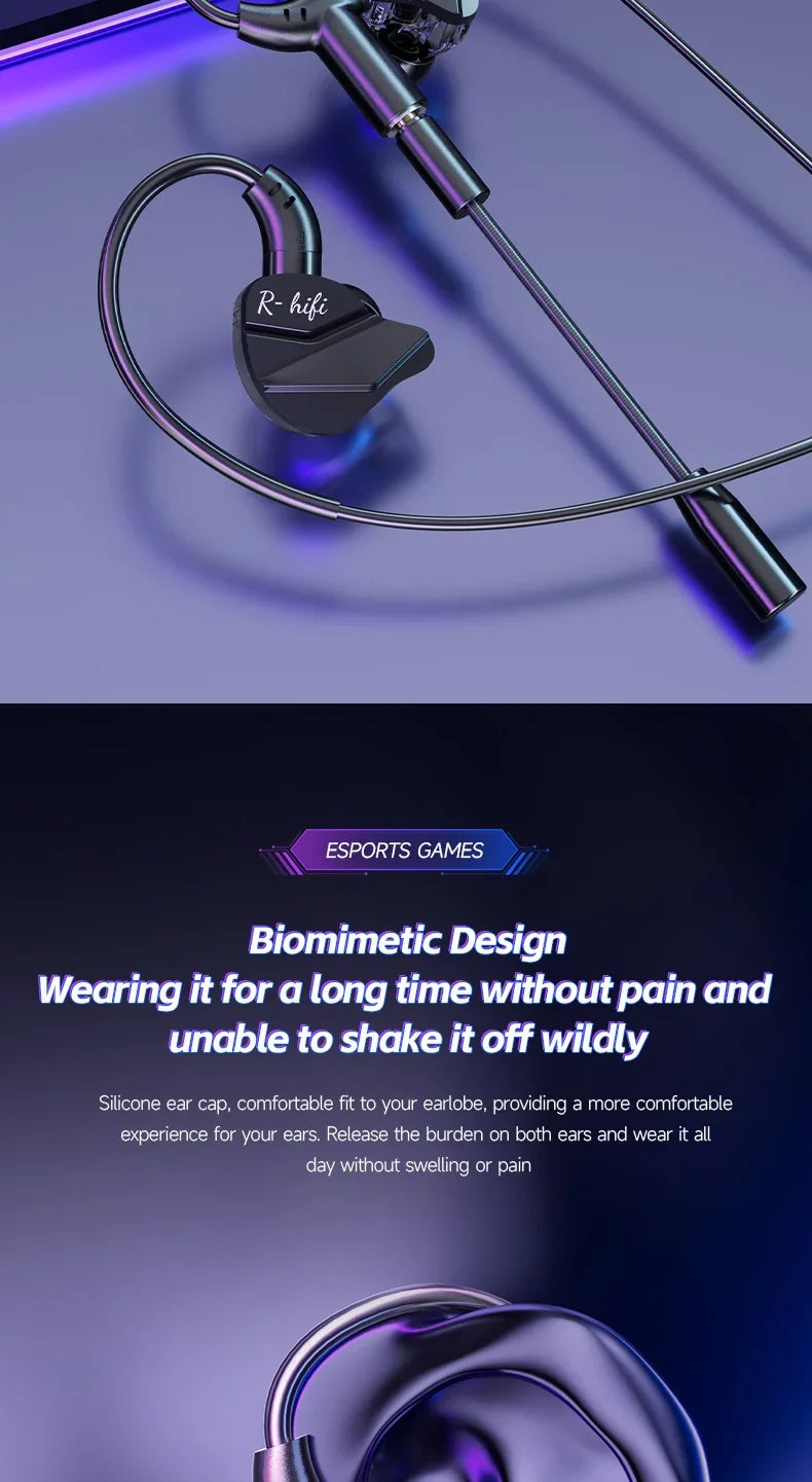 Gaming In-Ear Headphones with Dual Mics – Type-C & 3.5mm