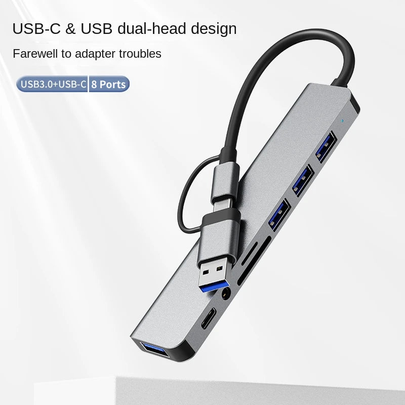 USB-C Multi-Hub Docking Station – USB 3.0, SD/TF, Audio & Type-C Adapter
