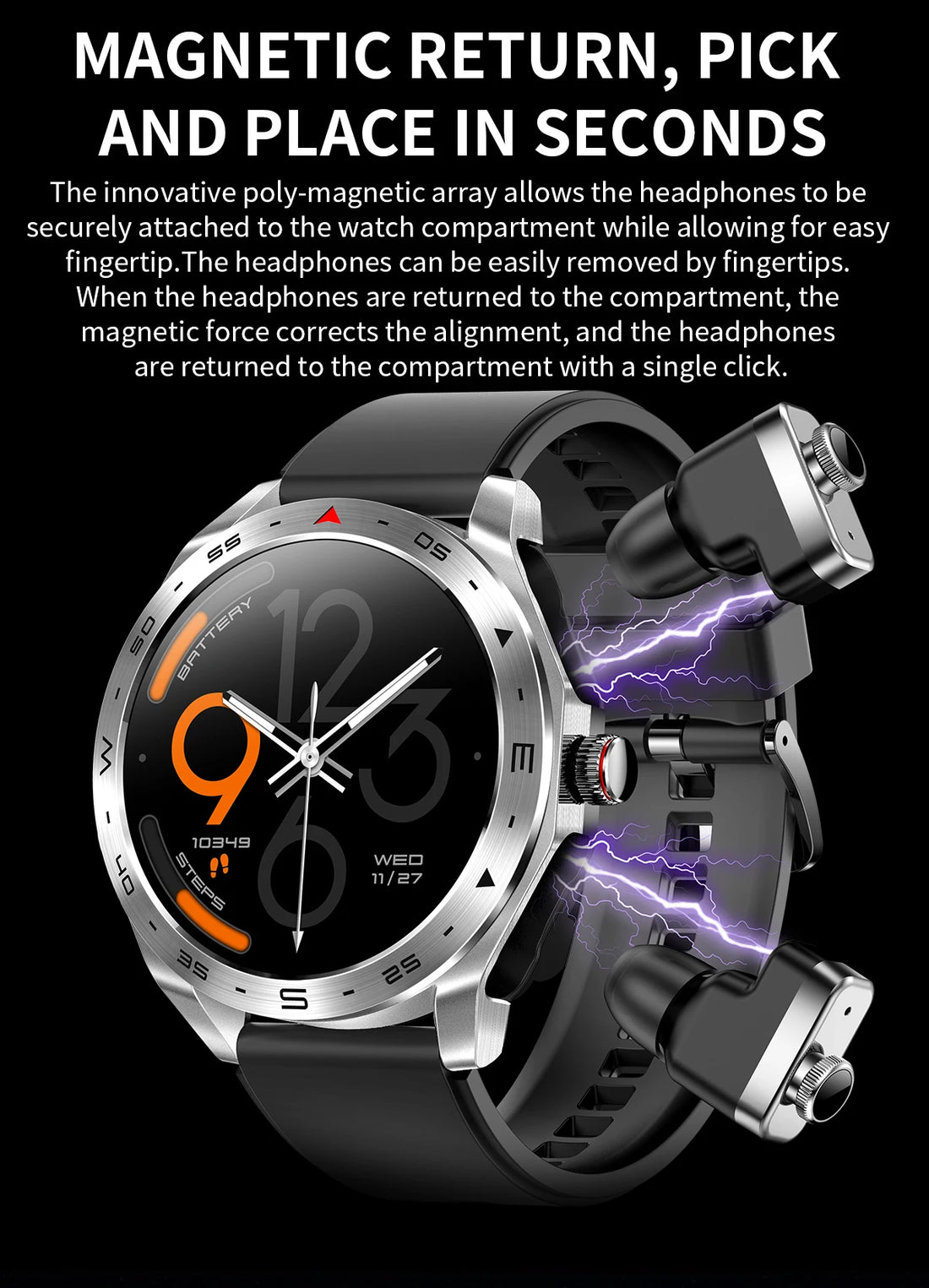 2024 Smart Watch with 2-in-1 TWS Bluetooth Earbuds