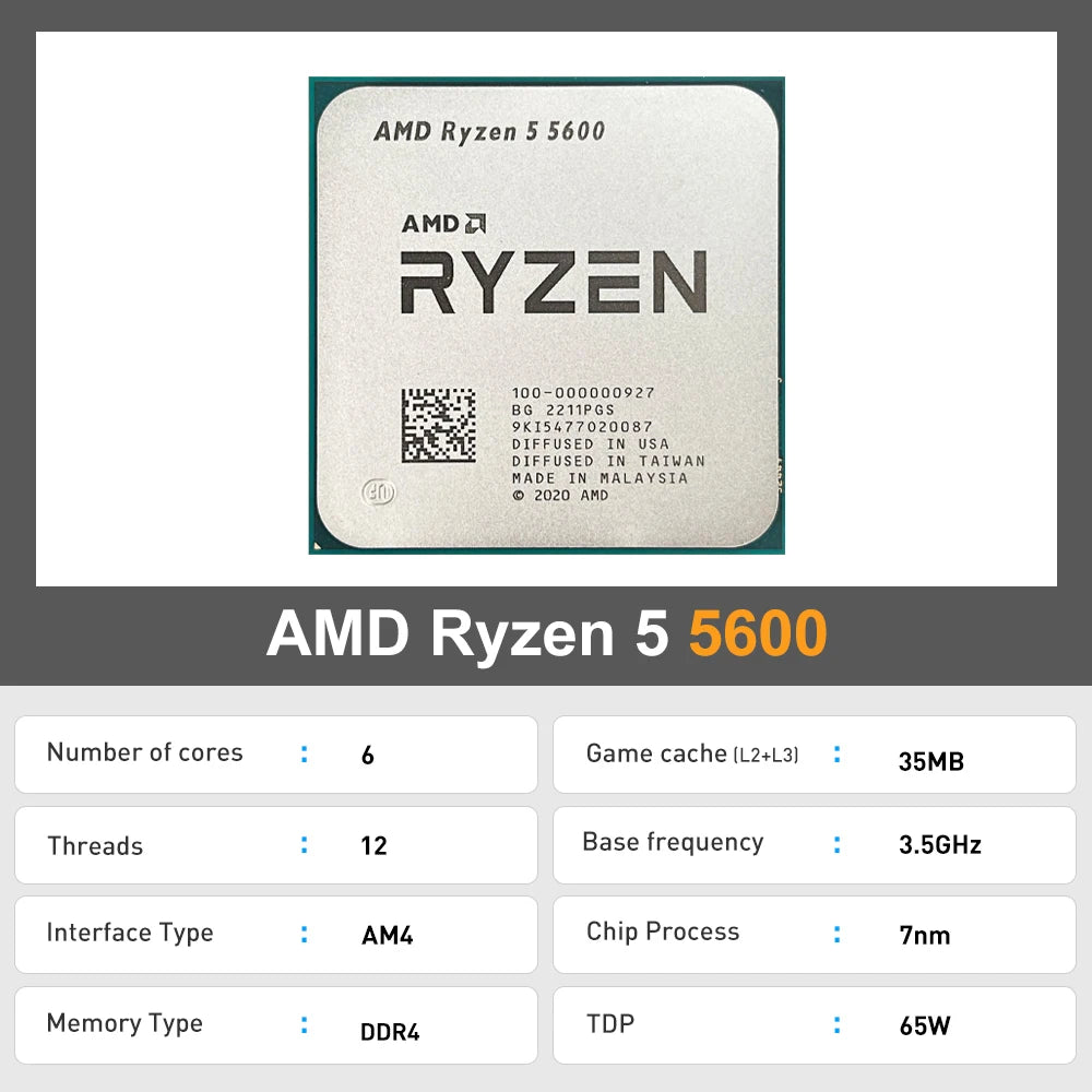 AMD Ryzen 5 5600 – 6-Core 12-Thread CPU