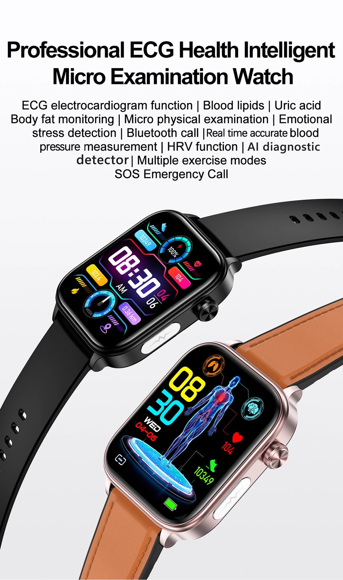 2025 AI Health Smartwatch – ECG, PPG, Body Composition & Bluetooth Call