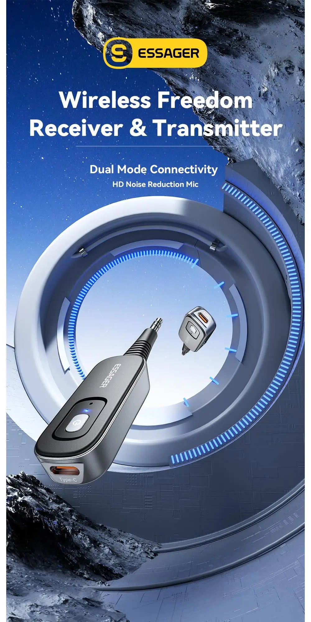 Essager Bluetooth 5.1 Audio Receiver & Transmitter – 3.5mm AUX Wireless Adapter