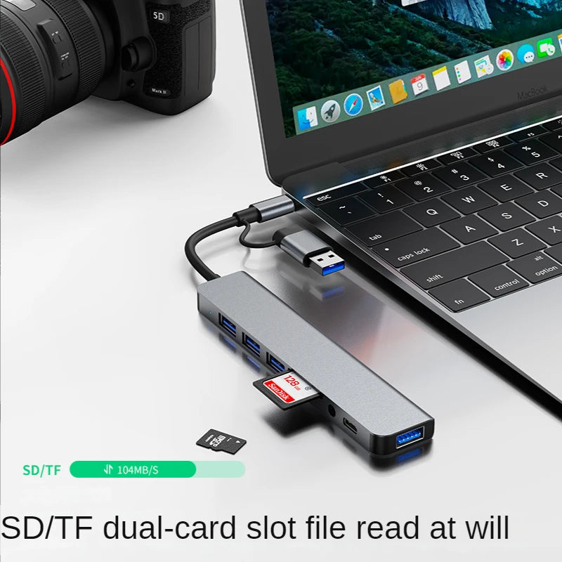 USB-C Multi-Hub Docking Station – USB 3.0, SD/TF, Audio & Type-C Adapter