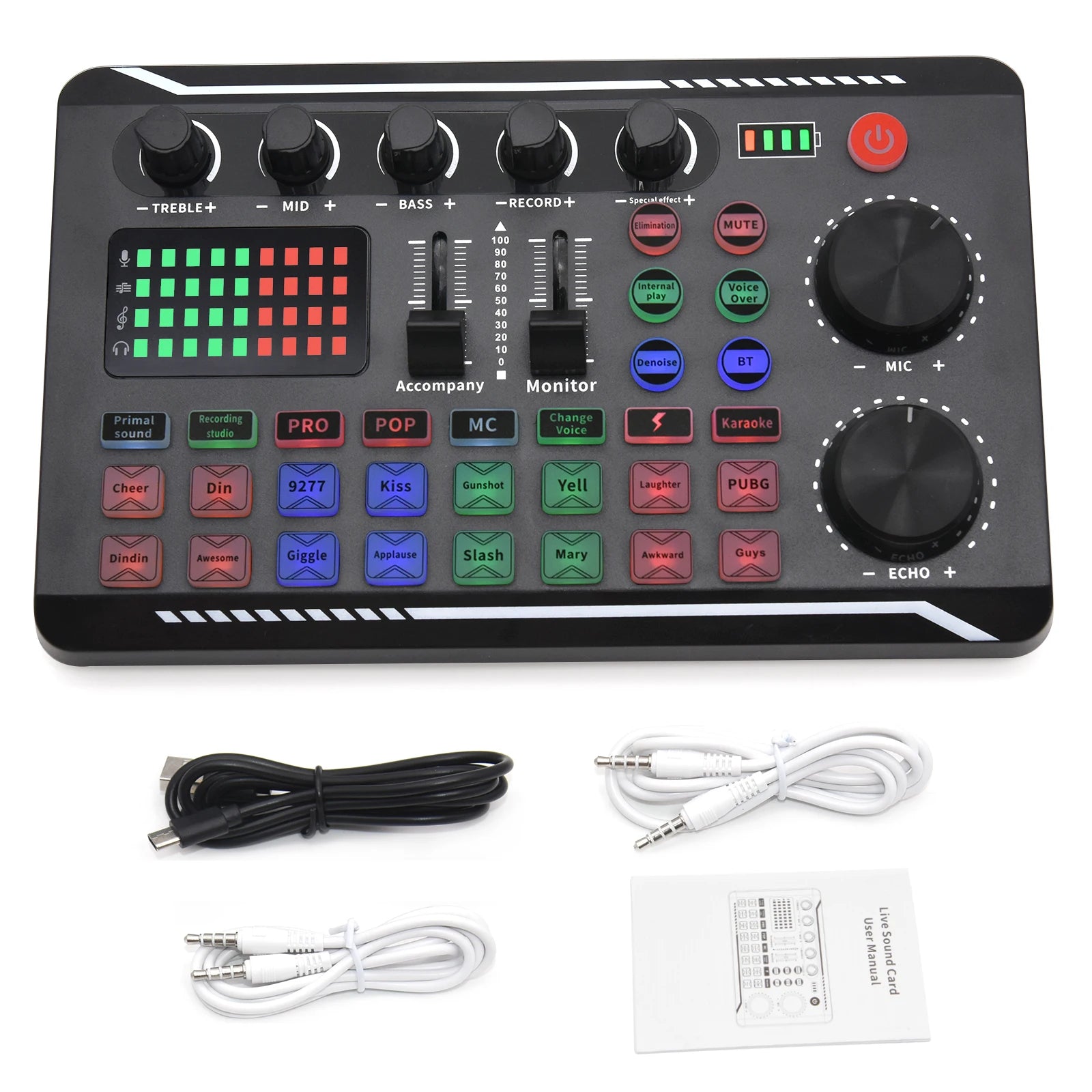 Live Sound Card & Audio Interface – Bluetooth Mixer with Voice Effects