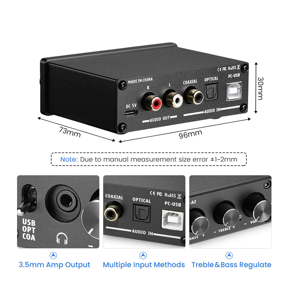 AIYIMA DAC-A2 HiFi USB Audio Decoder & Headphone Amp