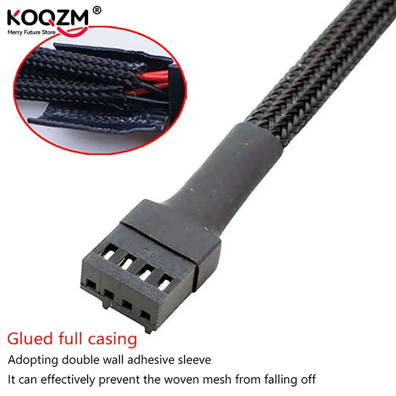 PWM 4-Pin Fan Splitter Cable – 1-to-4 CPU/Case Fan Adapter